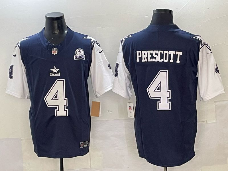 Men 2025 Nike Dallas Cowboys #4 Prescott Drak Blue 4th generation Limited NFL Jersey 01